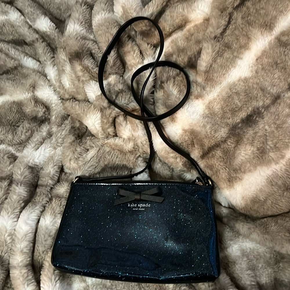 Blue sparkle vinyl purse